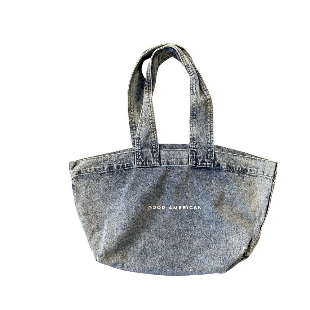 Good American Blue Acid Wash Denim Tote Bag Oversized Cotton CTB999 Indigo200